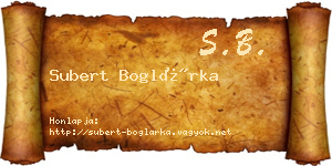 Subert Boglárka névjegykártya